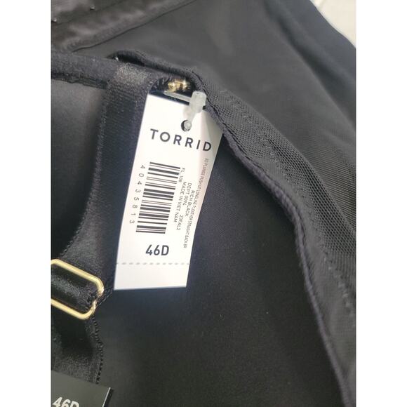 Torrid XO Plunge Push Up Longline Straight Back Bra 46D Pleather Black NEW - Picture 7 of 8